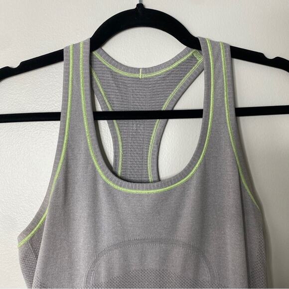 Lululemon Swiftly Tech Racerback Running Tank Top Gray Neon Yellow-Green Size 6 - Picture 2 of 8